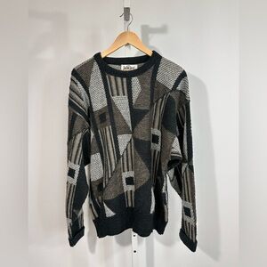 Jantzen Vintage Abstract Knit Sweater – Geometric Pattern, USA Made large